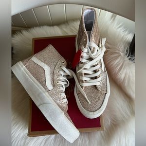 Womens vans high top gold glitter